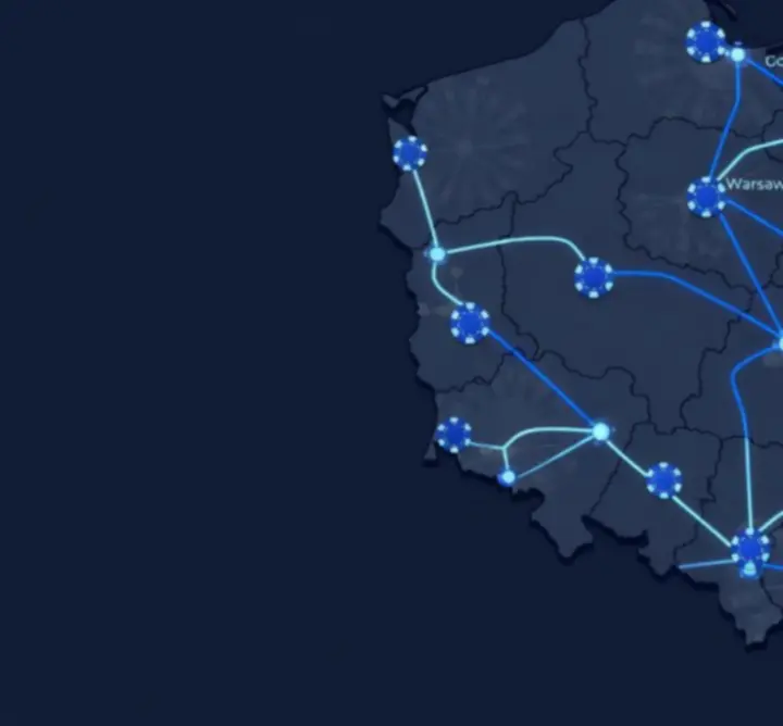 Mapa Polski z zaznaczonymi lokalizacjami mobilnego kasyna